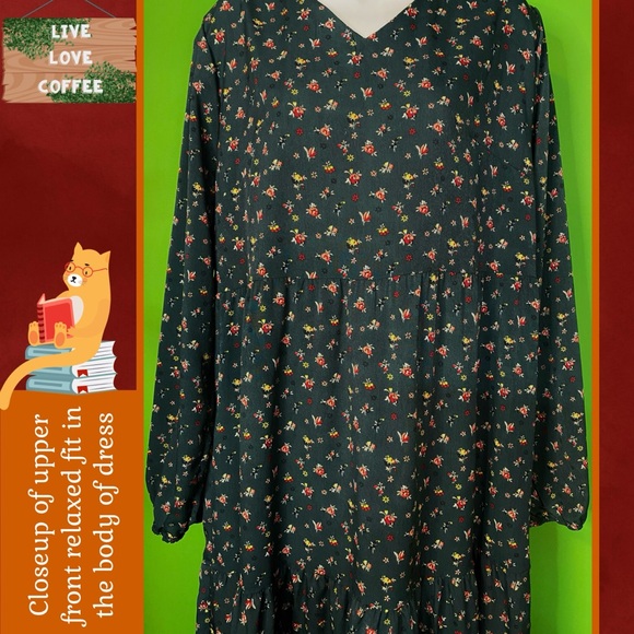 CELLABIE 2X DEEP FOREST GREEN maxi-long tiered-dress fashion - Picture 6 of 14